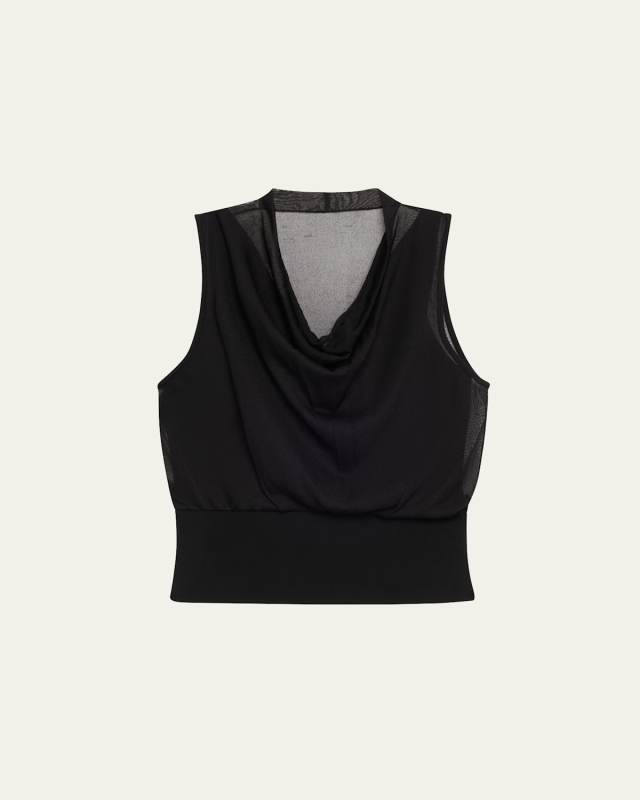 Carmina Sheer Cowl-Neck Tank Top